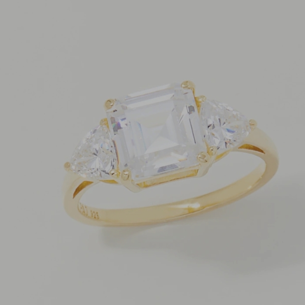 New Gold Plated Three Stone Ring 8